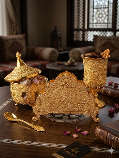 طقم سكرية بالنقوش الذهبية 3قطع