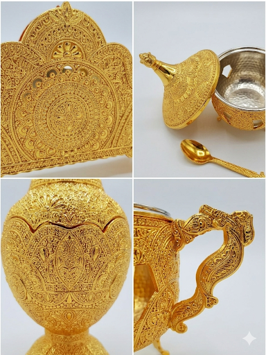 طقم سكرية بالنقوش الذهبية 3قطع – Image 2
